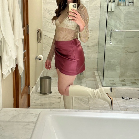 Avec Les Filles Pink Pleather Mini Skirt Sz M - Picture 4 of 4